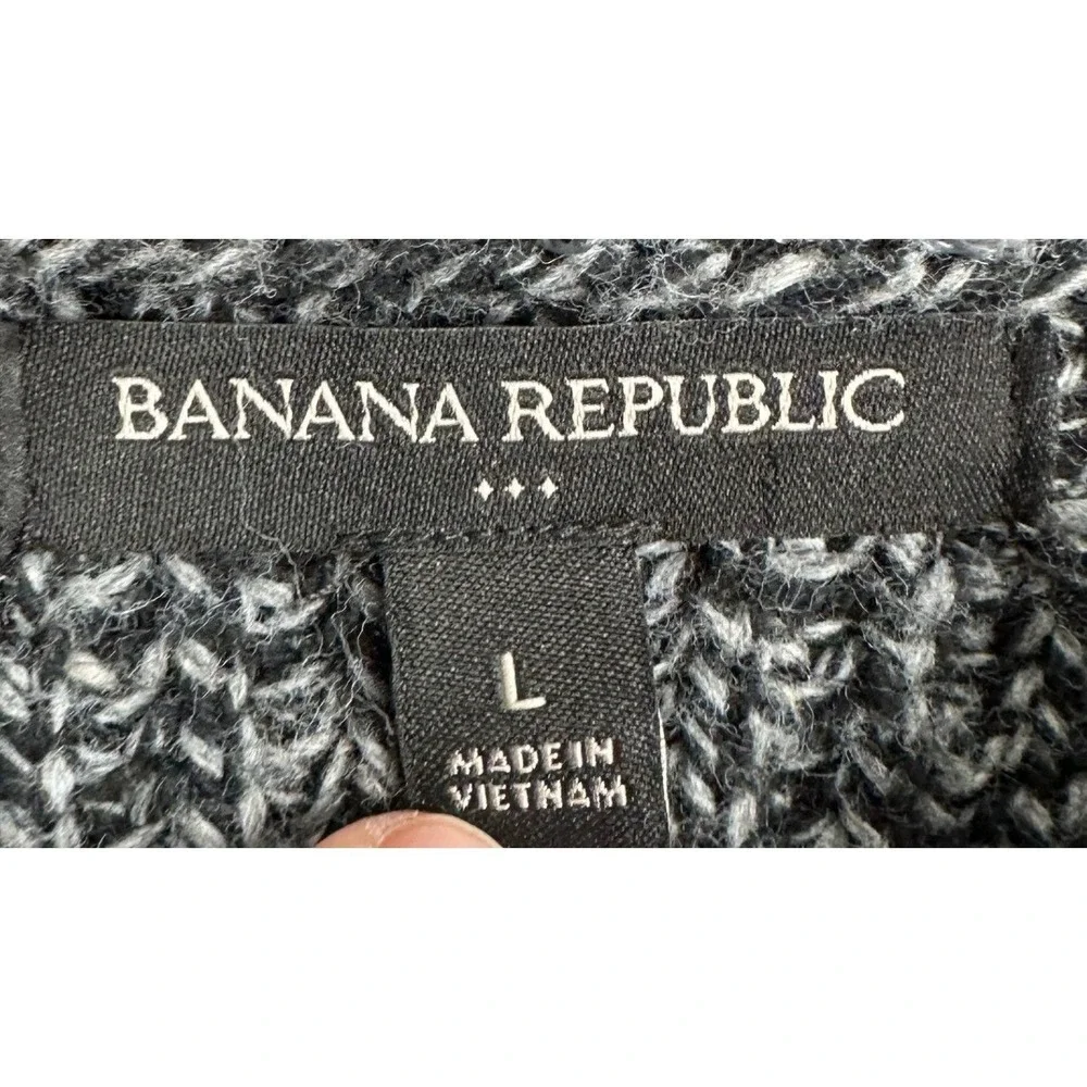 Banana Republic Wool Blend Knit Sweater Mens Large Black Shawl Collar Pullover